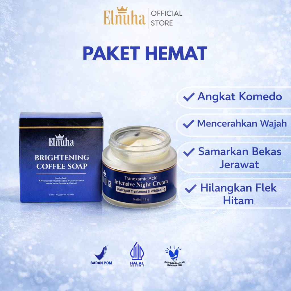 Cream Penghilang Flek Hitam ELNUHA Paket Hemat Whitening Cream BPOM Memudarkan Flek Bekas Jerawat