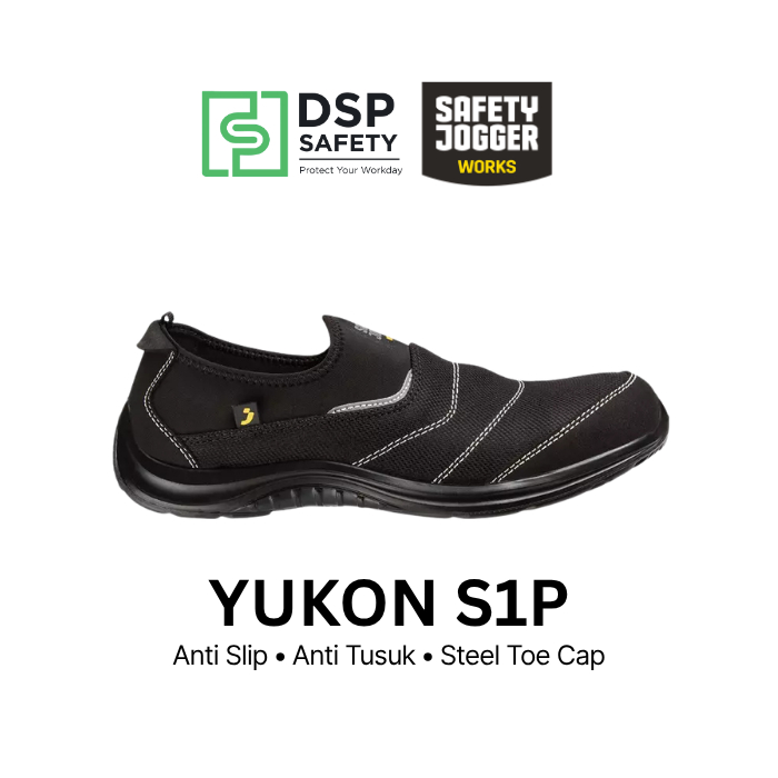 Sepatu Safety Jogger Yukon S1P Navy Black Slip On Ringan Anti Slip Sepatu Kerja Industrial