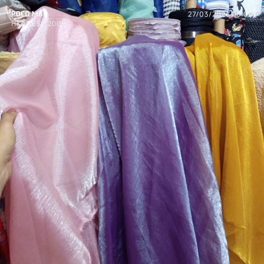 HARGA/0,5 M | KAIN ORGANZA METALIK GLITTER | KAIN ORGANZA YORYU | BAHAN ORGANZA SHIMMER | CRINKLE