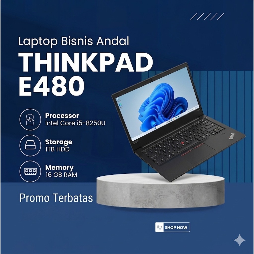 Laptop Thinkpad E480 Intel Core i5-8250U Ram 16Gb Hdd 1Tb