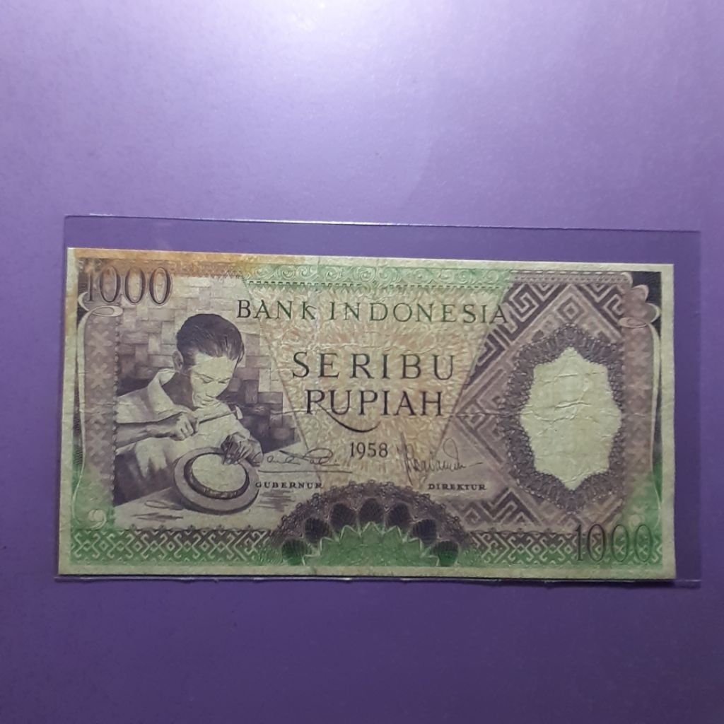 uang kuno 1000 rupiah pekerja 1958