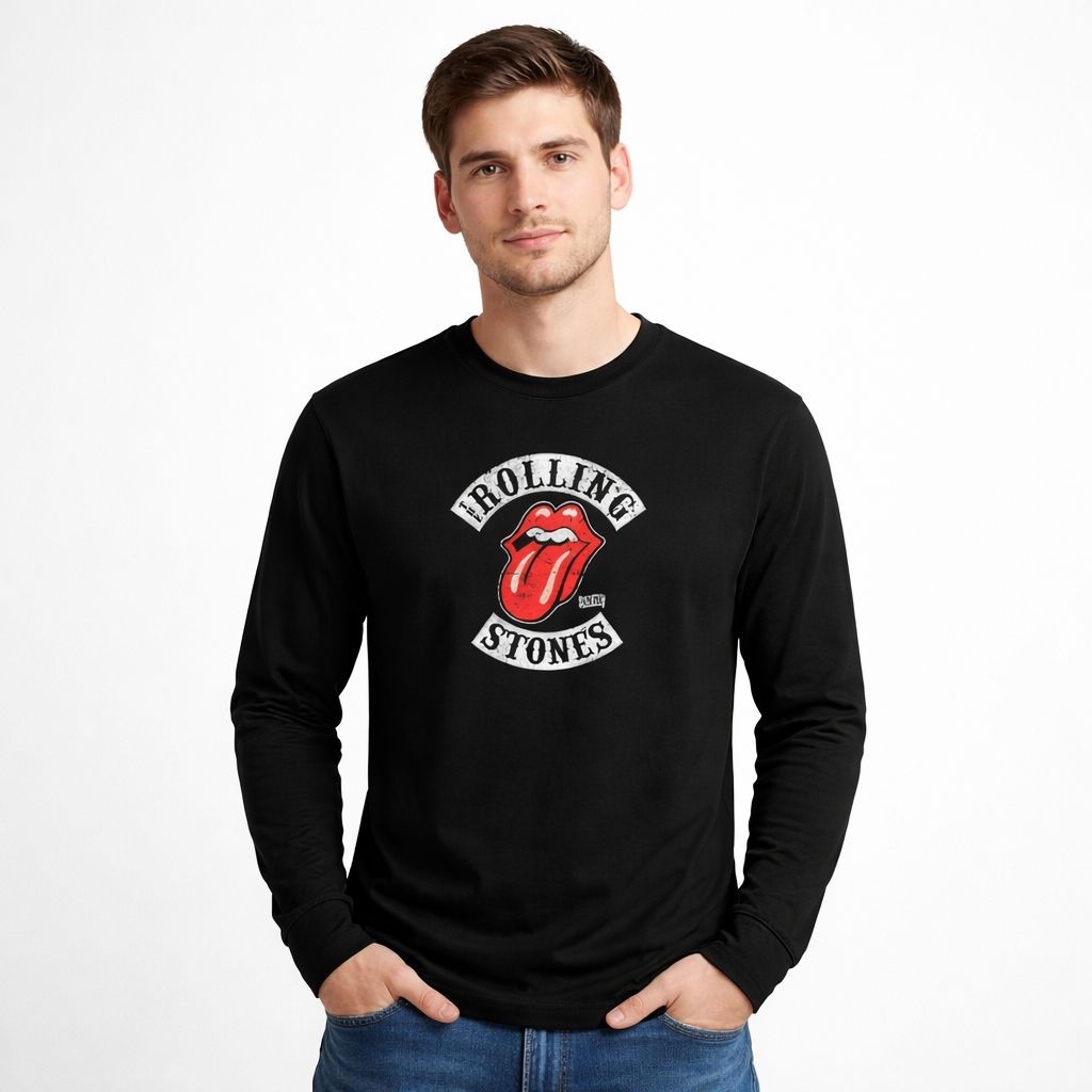 Kaos Lengan Panjang Pria Premium Rolling Stones Band Legends Bahan Katun Halus Adem Nyaman Dipakai