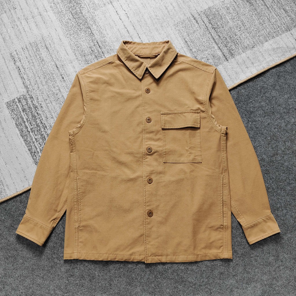Uniqlo Overshirt Jacket (Jersey) Brown Jaket Outer Luaran Kemeja