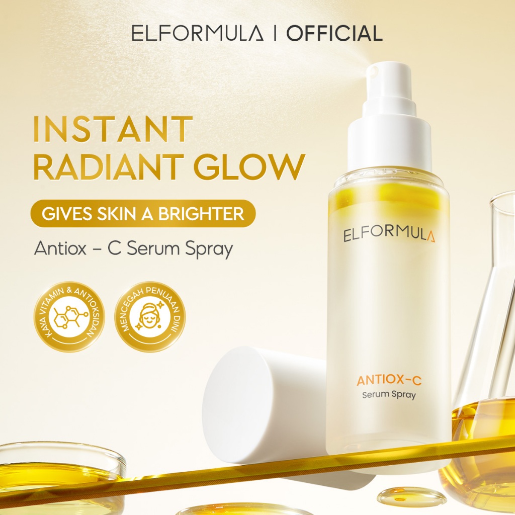 ELFORMULA Antiox-C Serum Spray - Spray Serum Kaya Vitamin & Fase Minyak Antioksidan Face Mist Primer