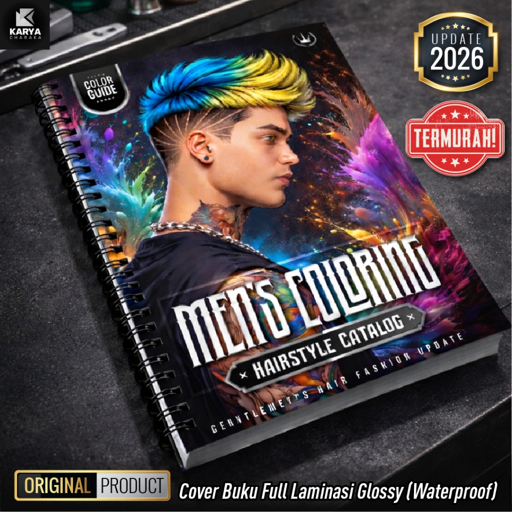 Buku Katalog Man Coloring Hairstyle Barbershop Terbaru 2026 Model Warna Rambut Pria / Haircut Catalo