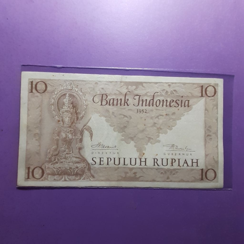 uang kuno 10 rupiah budaya 1952