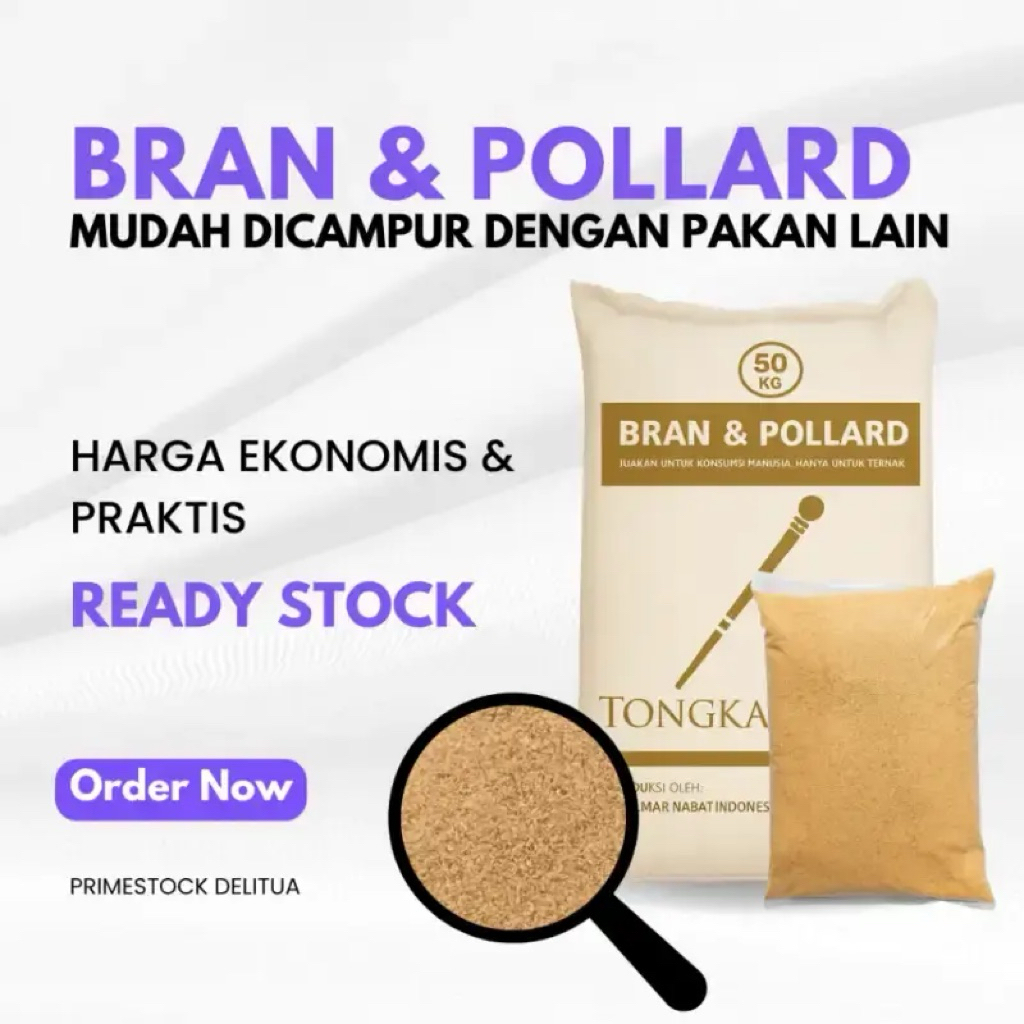 POLLARD PAKAN TERNAK CAP TONGKAT Sapi,Kambing,Ayam