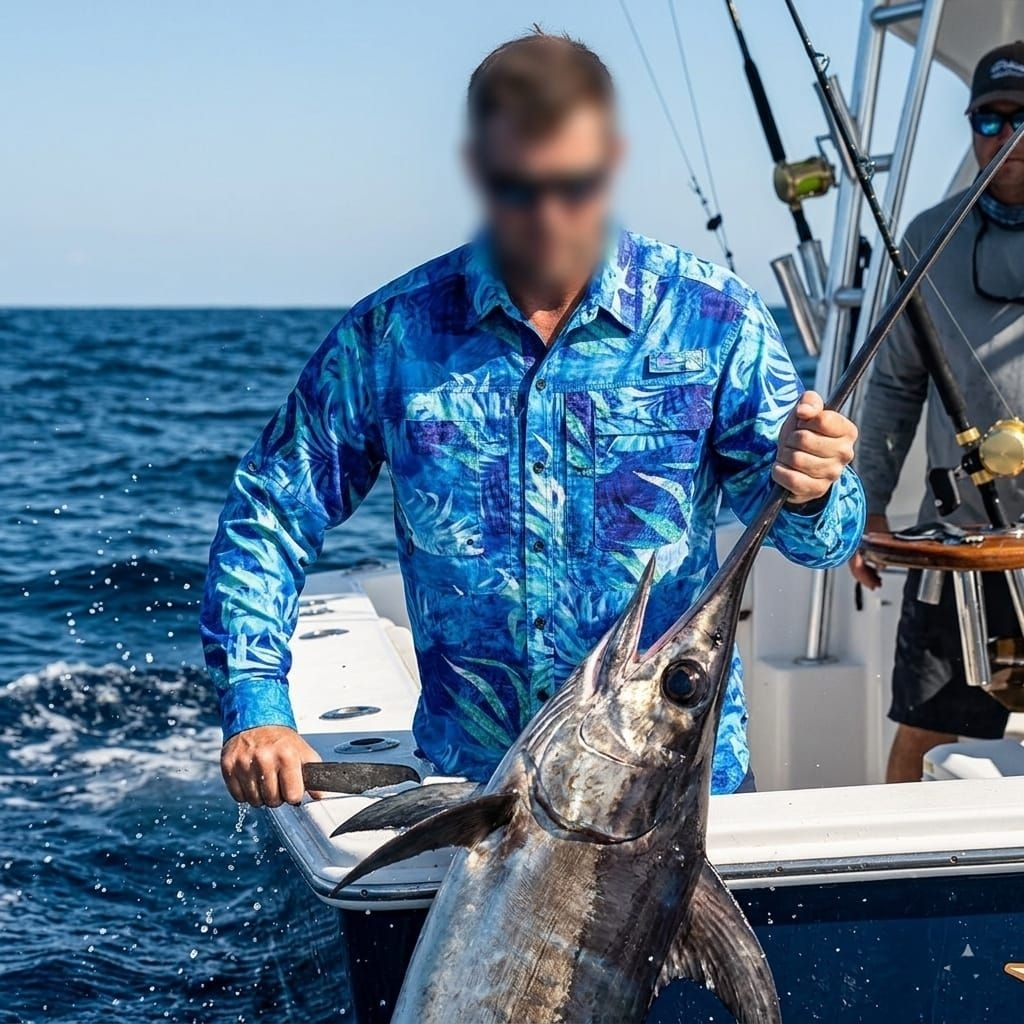 Reel Legends Mens Saltwater II Long Sleeve UPF Fishing Shirt, Blue