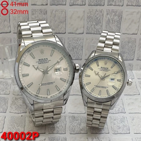 Jam Tangan Couple Pria/Wanita Rantai RR220 Elegen Tanggal Aktif Free Box & Batrai Cadangan
