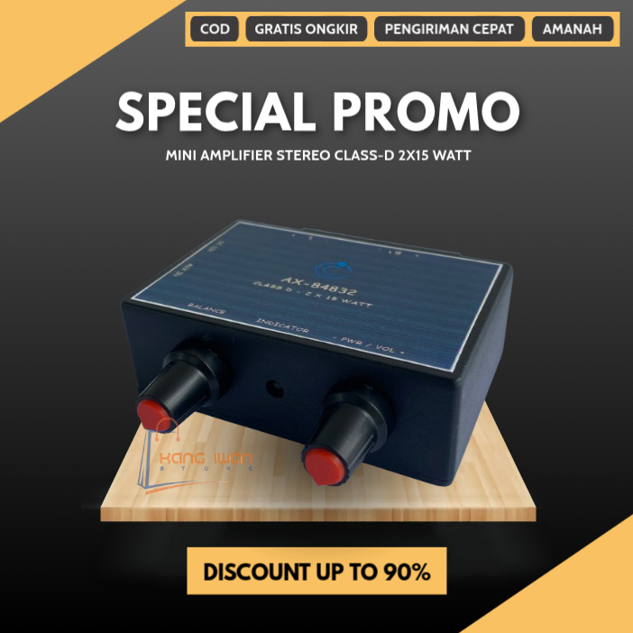 DIY Power Amplifier Rakitan Class-D Stereo 12V 2x15 Watt 2 Tone Control AX-84832