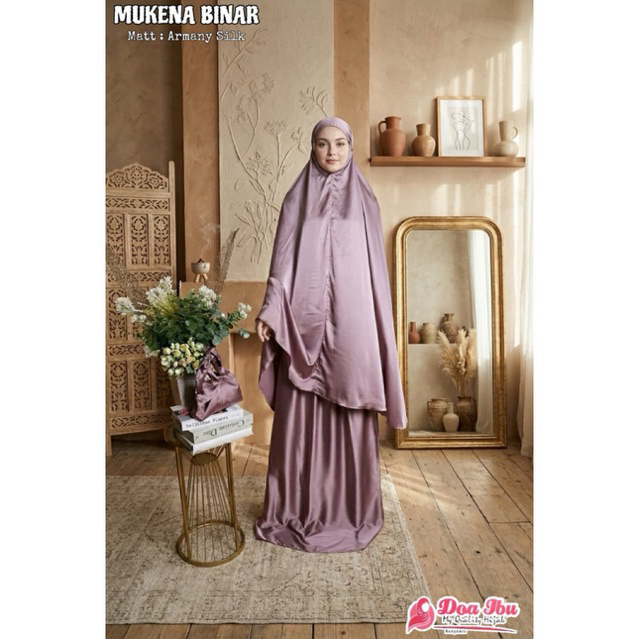 MUKENA BINAR TERBARU TALI BANDUL DOI ARMANI SILK FREE TAS PITA GEMOY ORY BY BU NYAMIN