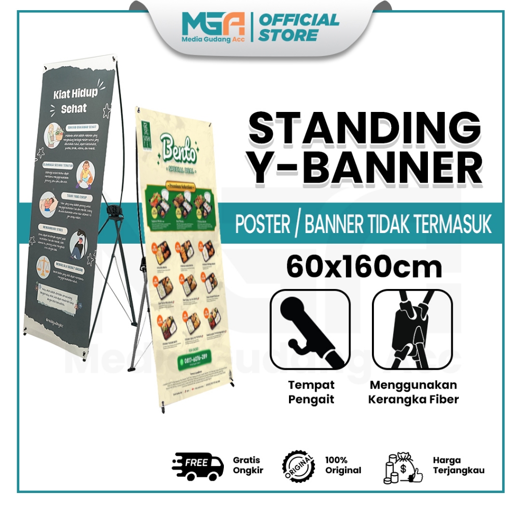 Rangka Y Banner Tripod 60x160 cm | Standing Banner Spanduk Promosi Besi & Fiber Kokoh