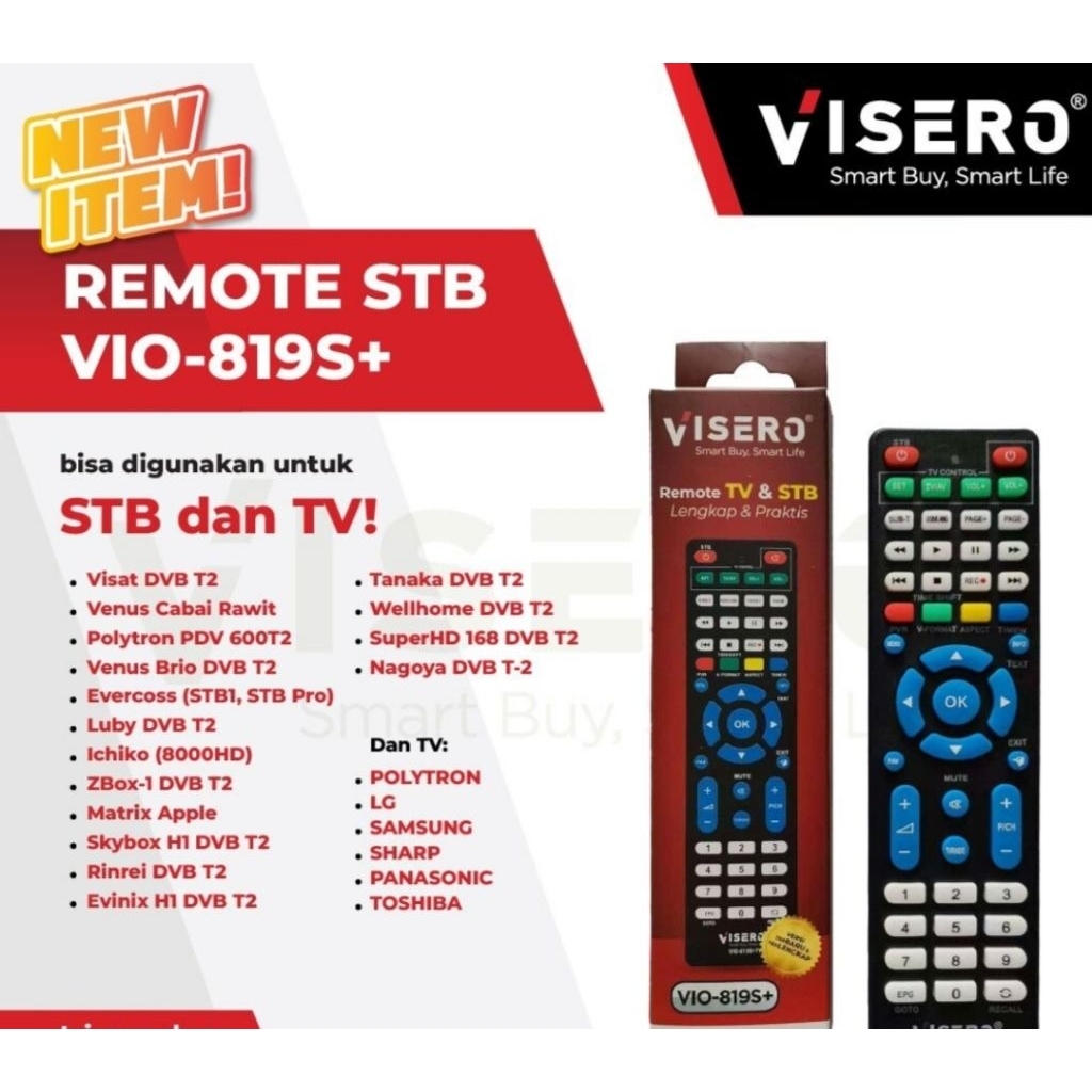 Remote TV Universal Visero RM-109E - Kompatibel untuk Semua TV Tabung/LCD/LED