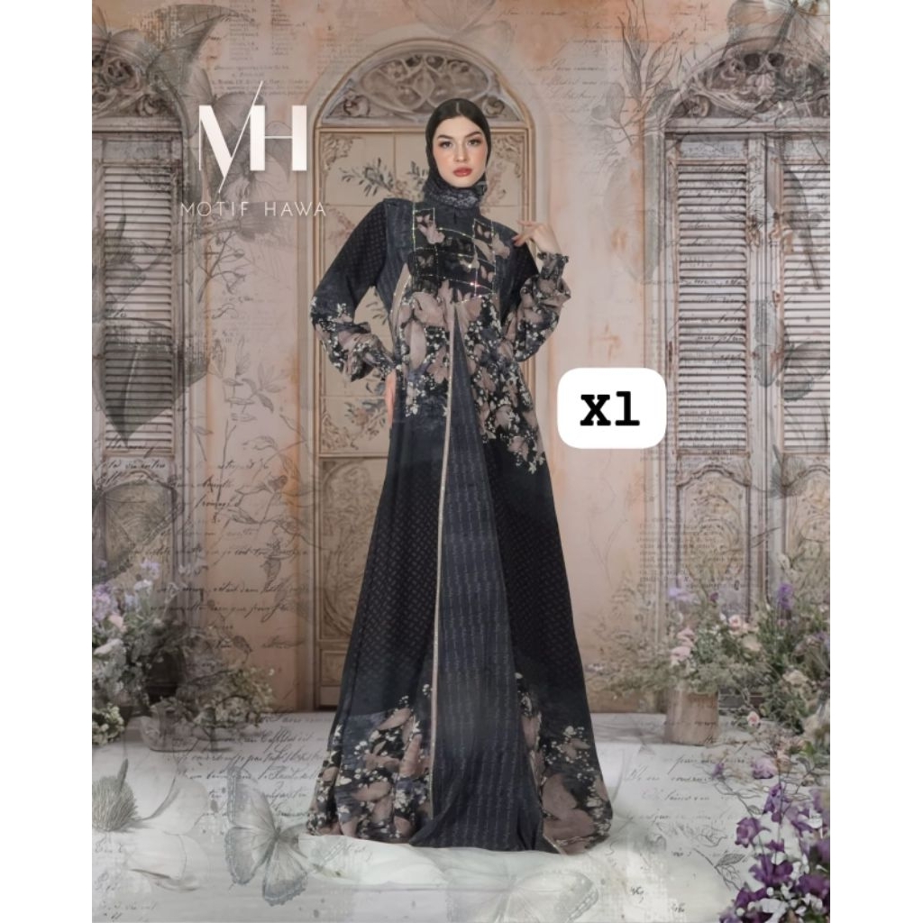set hijab motif hawa butterfly