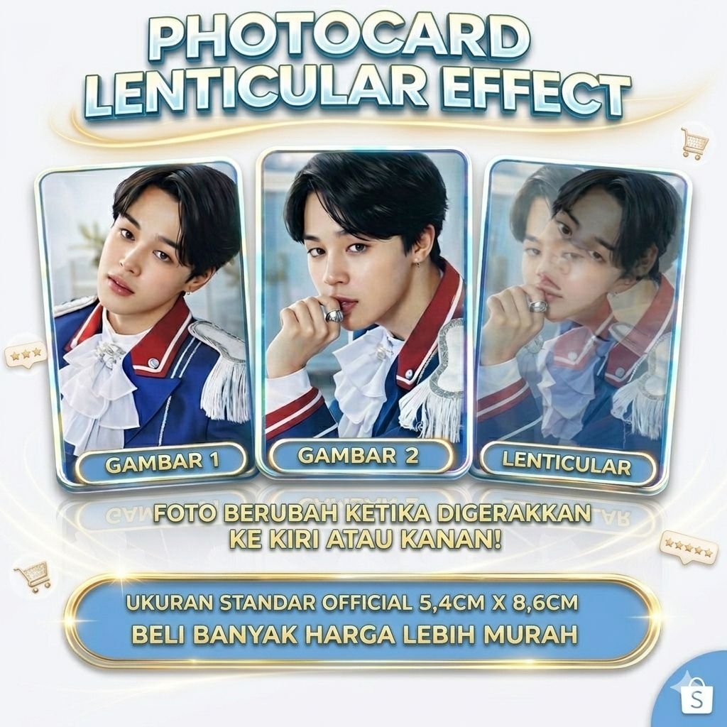 Cetak Lenticular Photocard Custom Size 5,4,x8,6cm