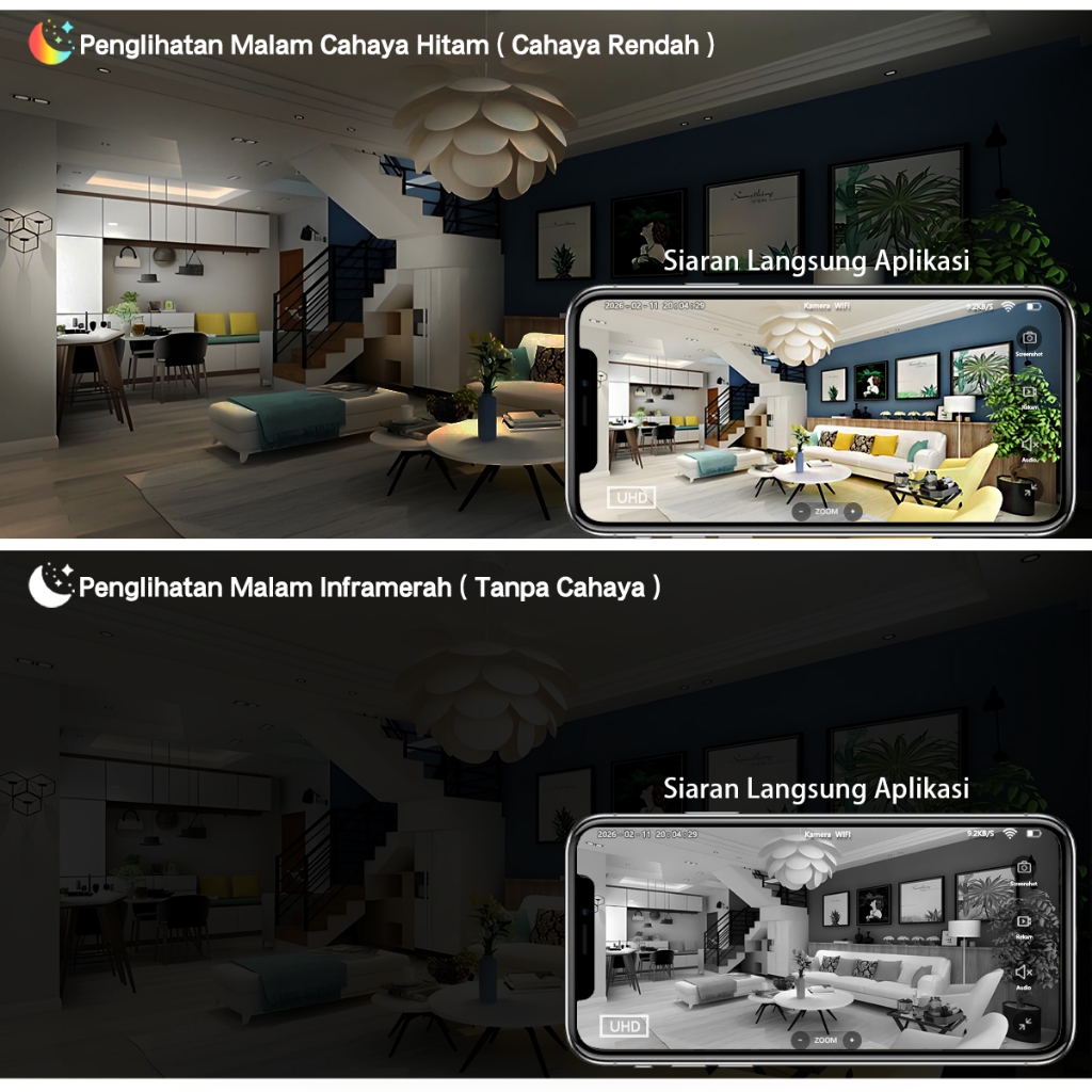 XIHANCAM Kamera Mini 5MP CCTV Wifi Spy Cam CCTV Kecil Tersembunyi Tanpa Kabel Kamera CCTV Mini