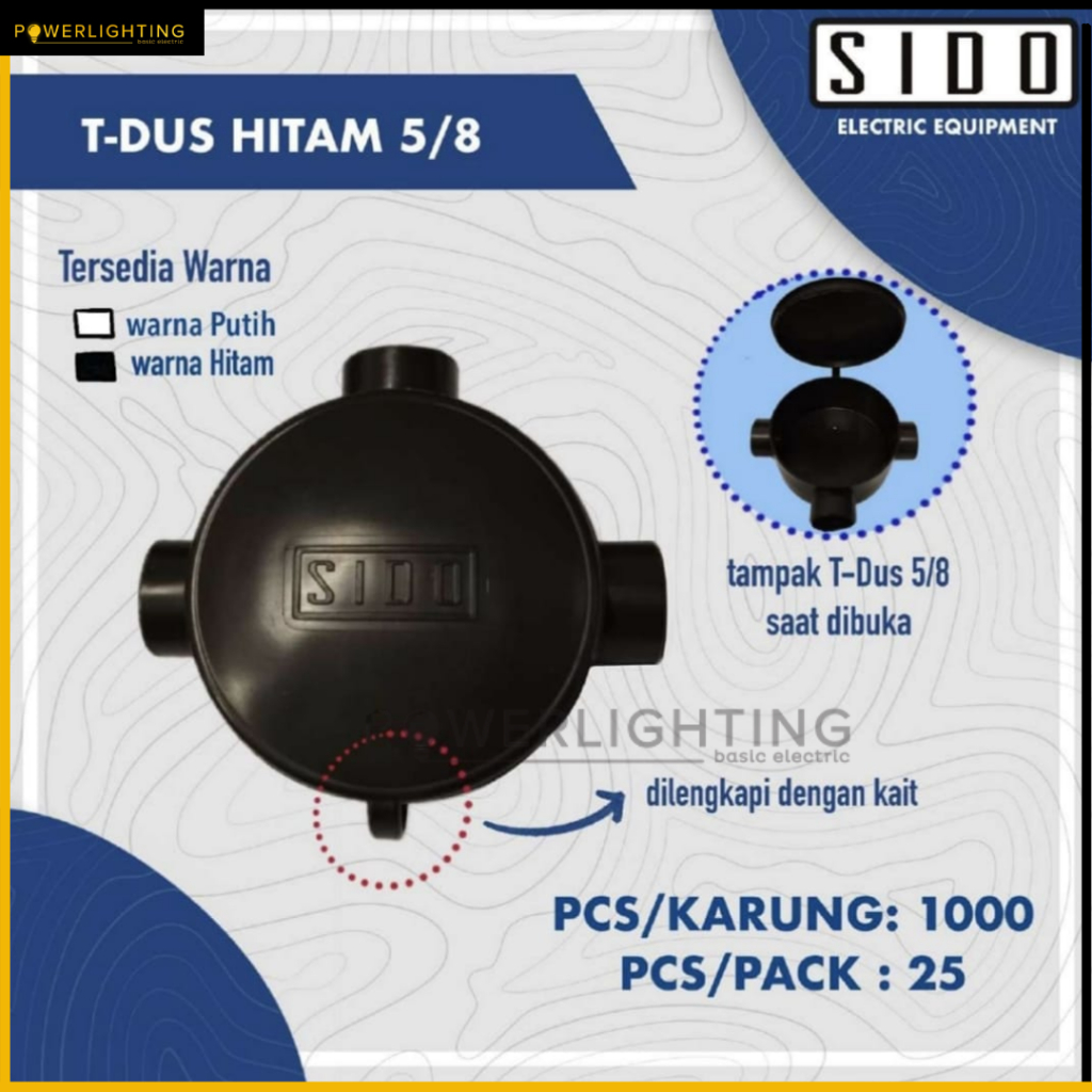 T Dus Putih / Hitam Ukuran 5/8 SIDO