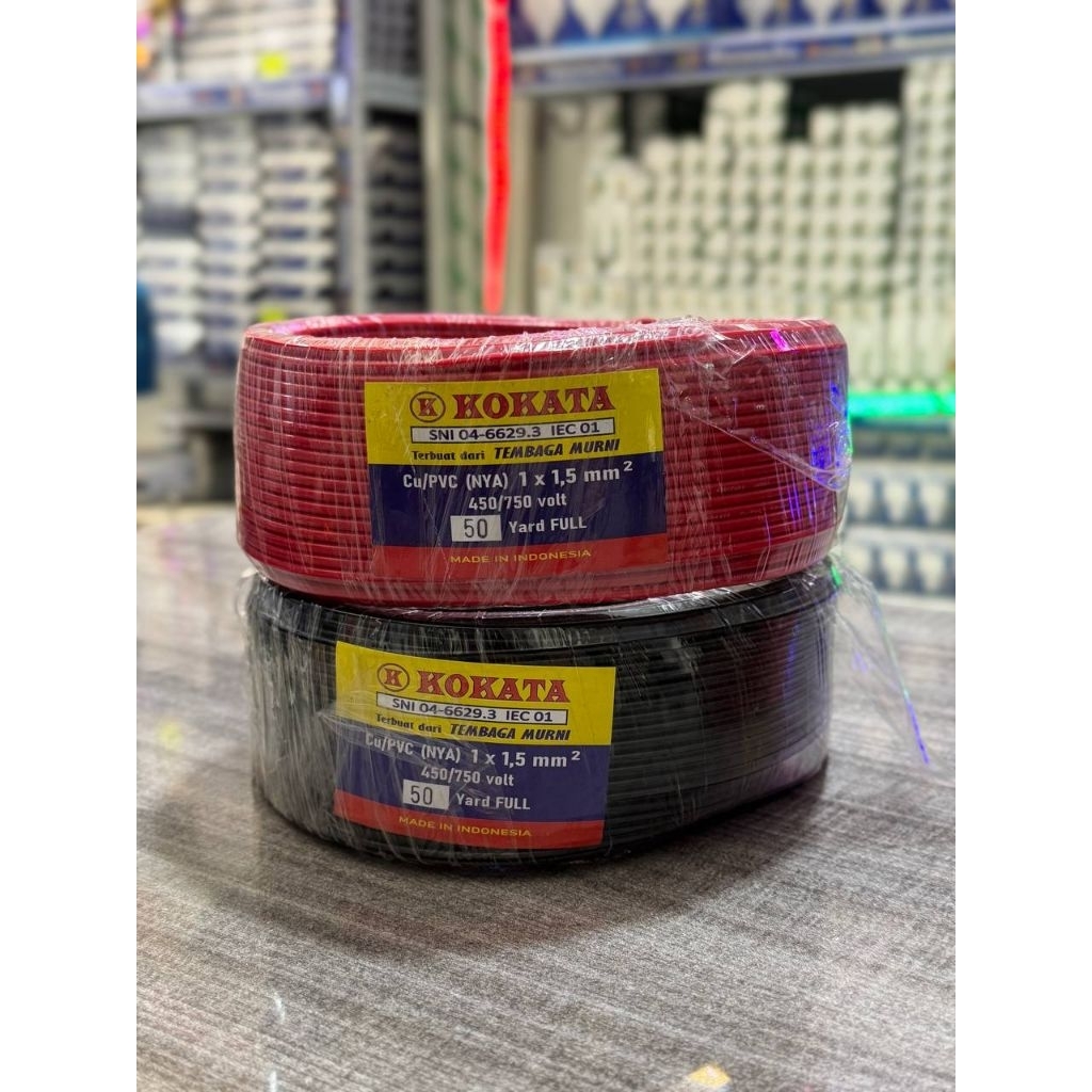 KABEL LISTRIK TUNGGAL KOKATA NYA 1 X 1.5 / KABEL NYA 1,5 mm SNI / NYA 1,5 (50 METER) / NYA 1,5 (100 