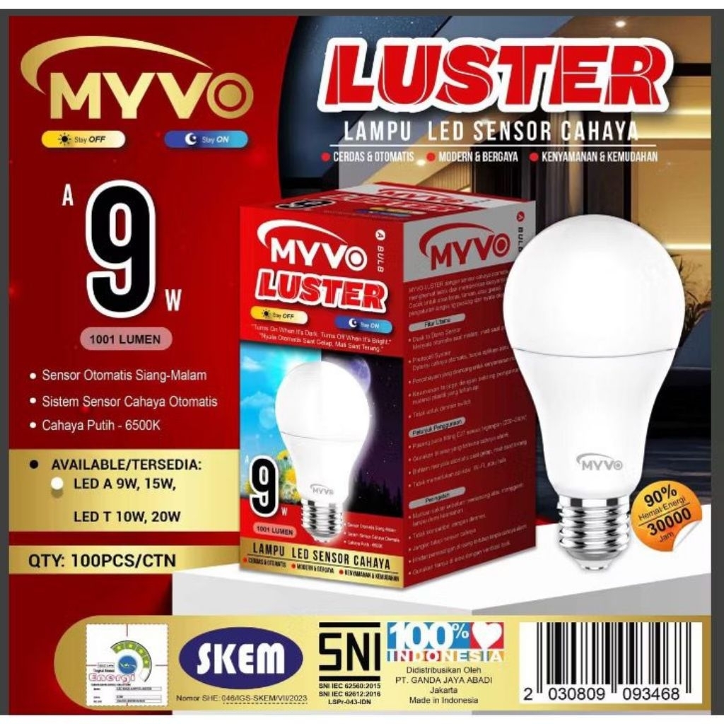 Lampu LED Luster Sensor Cahaya & Young Start Myvo 9 / 10 / 15 / 20 Watt