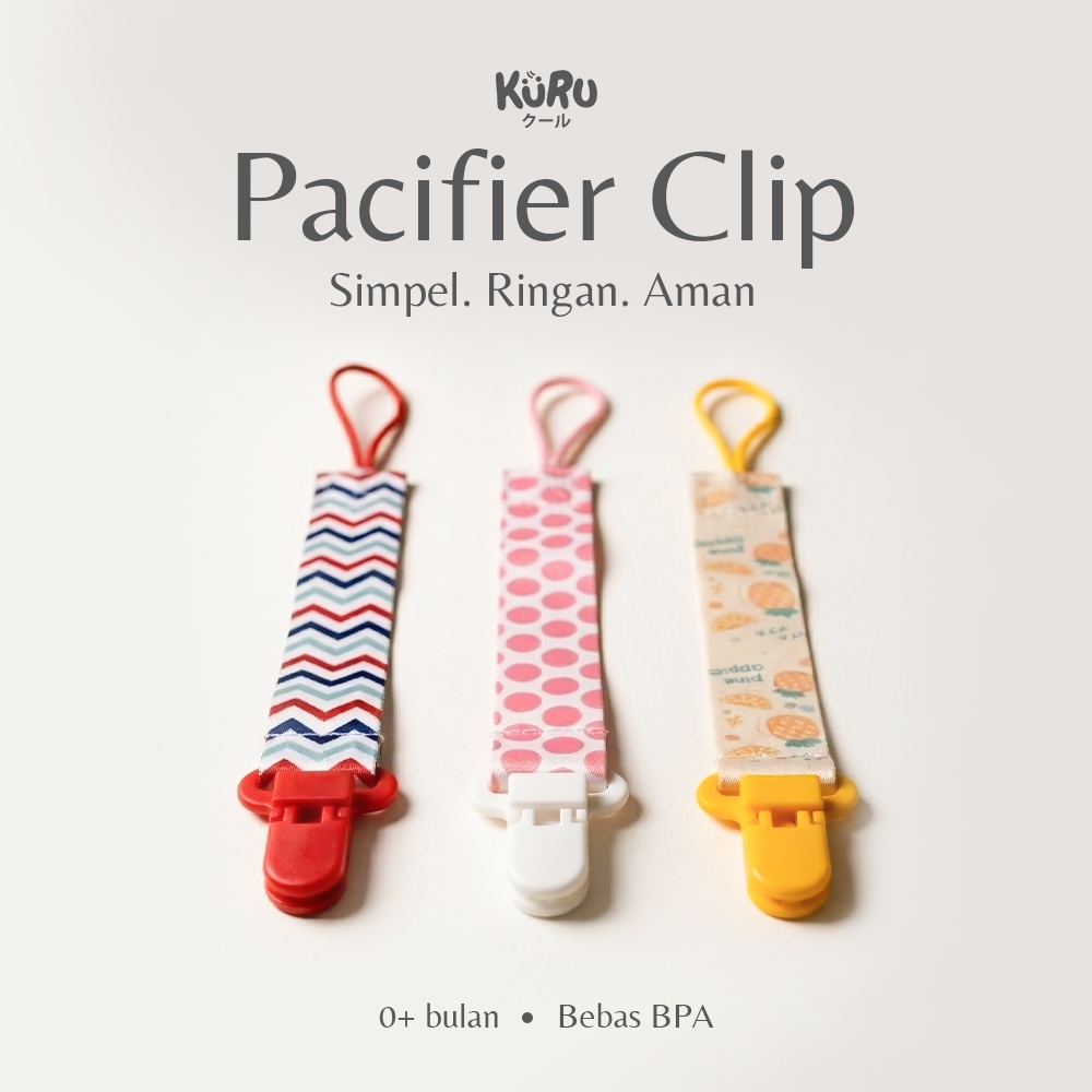 KURU Baby Pacifier Clip | Klip Tali Empeng Dot Bayi Kain Katun Premium Anti Jatuh