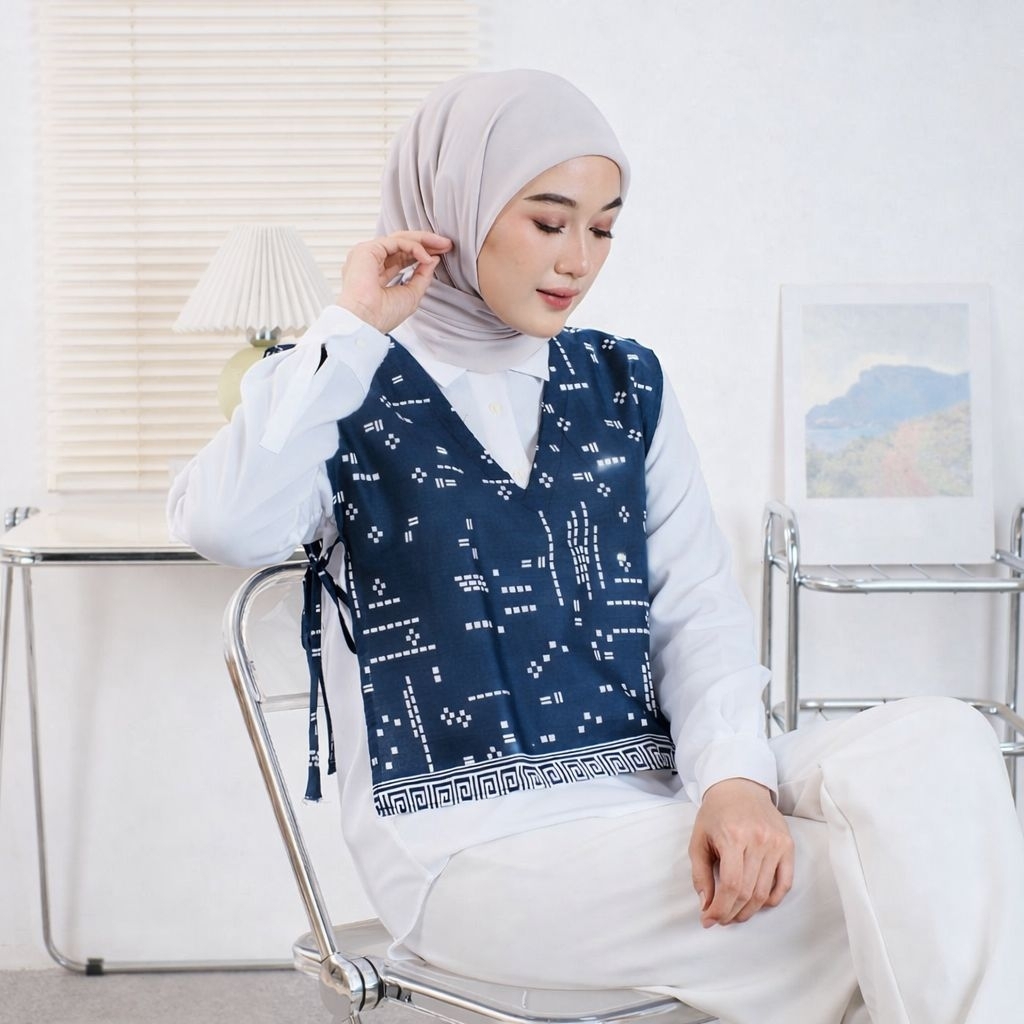 VEST ROMPI BATIK WANITA || ROMPI BATIK ATASAN WANITA MOTIF MODERN || VEST ROMPI KASUAL FORMAL || VES