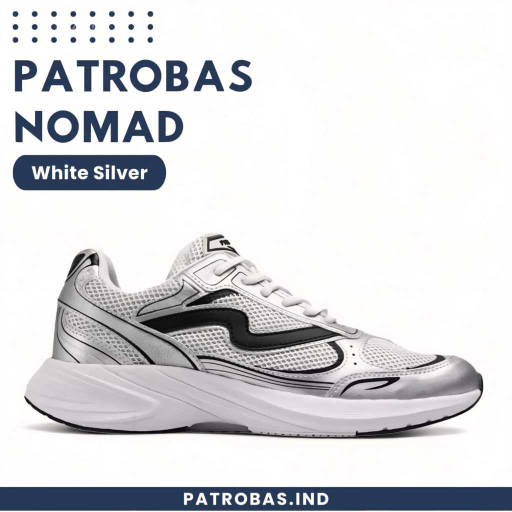 PATROBAS Nomad White Silver Original Sepatu Sneakers Casual Sport Pria Wanita