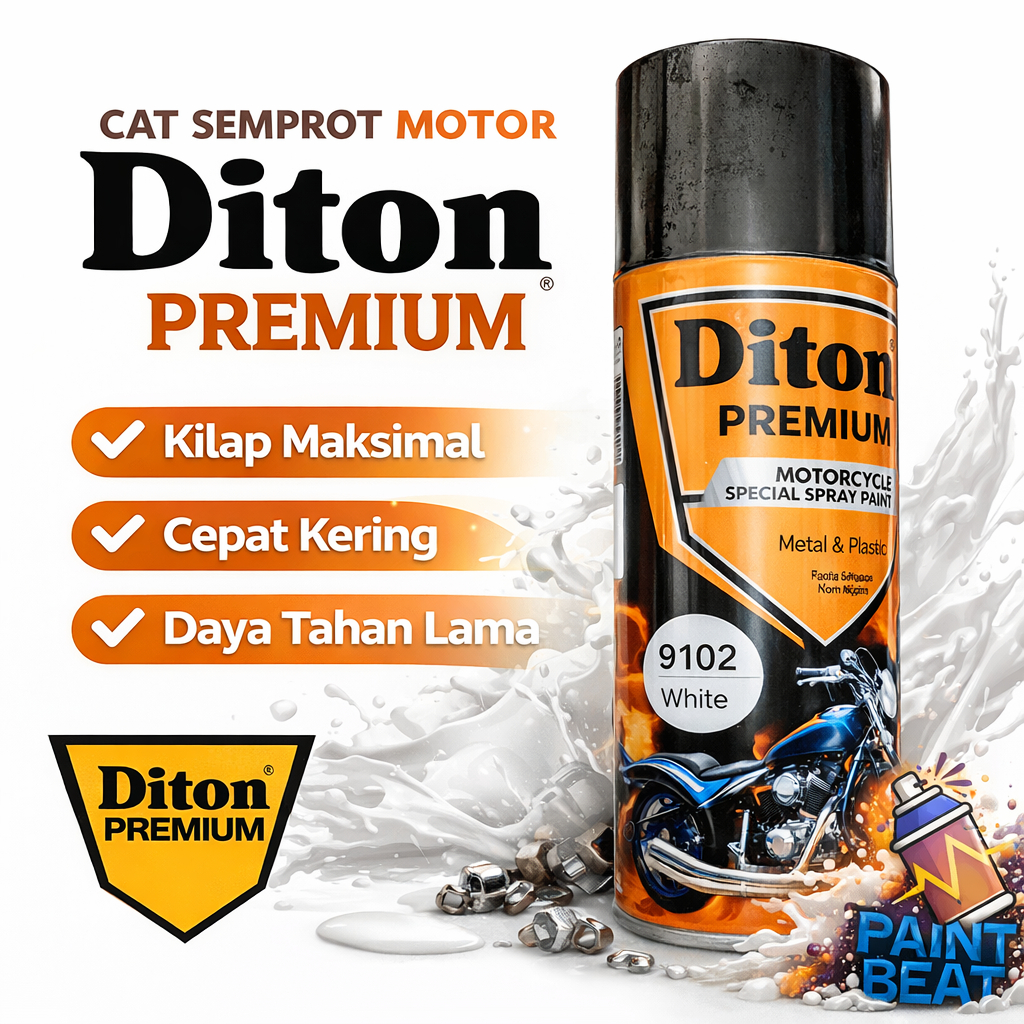 Diton PREMIUM 9102 White / Putih Kilat Cat Semprot Diton Premium No Star Pylox Pilok