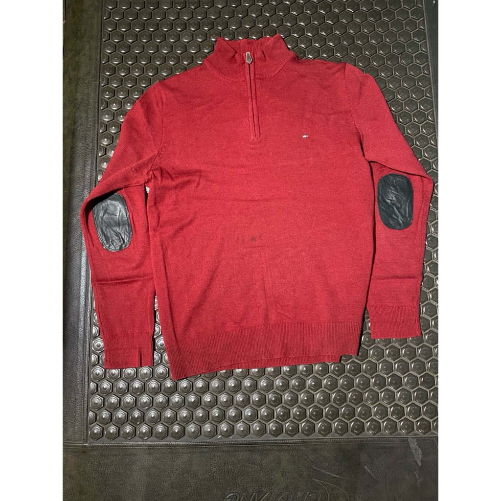 SWEATER RAJUT ELBOW MERAH TOMMY HILFIGER MEWAH BRANDED