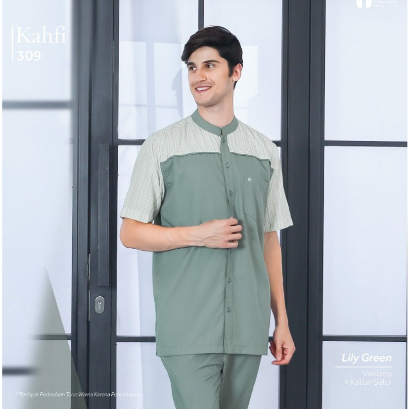 Baju Atasan Pria KAHFI 309 LILY GREEN SARIMBIT KELUARGA ETHICA ELFA 303 LILY GREEN