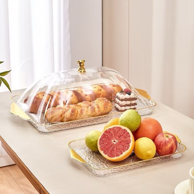 [SET] Nampan Tray Food Tray Transparan Aesthetic Wadah Tutup Makanan