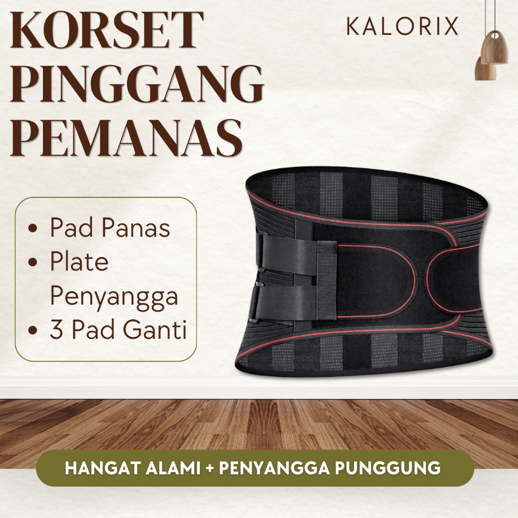 Sabuk Penyangga Pinggang Korset Lumbal Pemanas Alami Plate Penopang Tulang Belakang Support Nyeri Pi