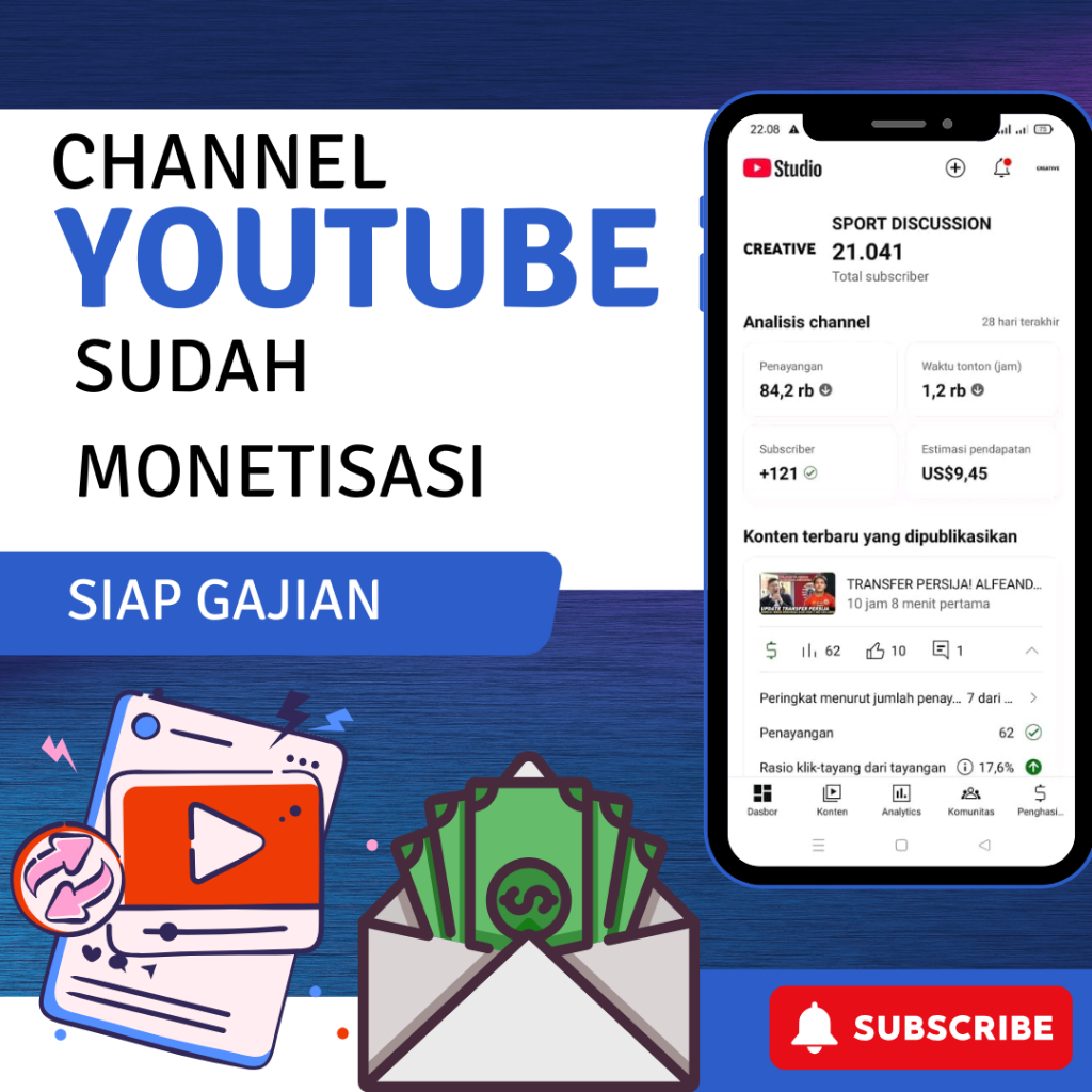 Channel Youtube Monetisasi Konten Kartun Tempel/Game || Akun YouTube Sepaket Adsense Chanel Youtube