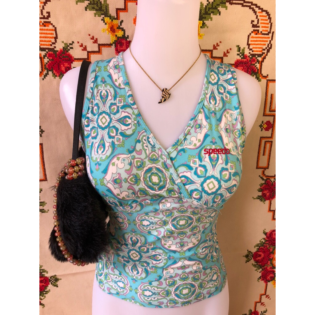 OLD SPEEDO FUNKY SLEEVELESS FITTED TOP AUTHENTIC VINTAGE 90S/Y2K STYLE