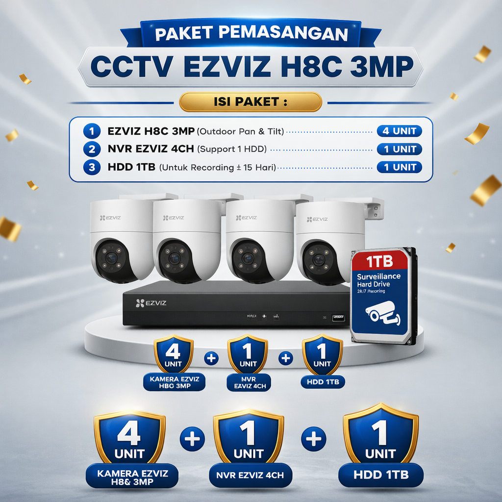 PAKET PASANG EZVIZ H8C 2MP OUTDOOR
