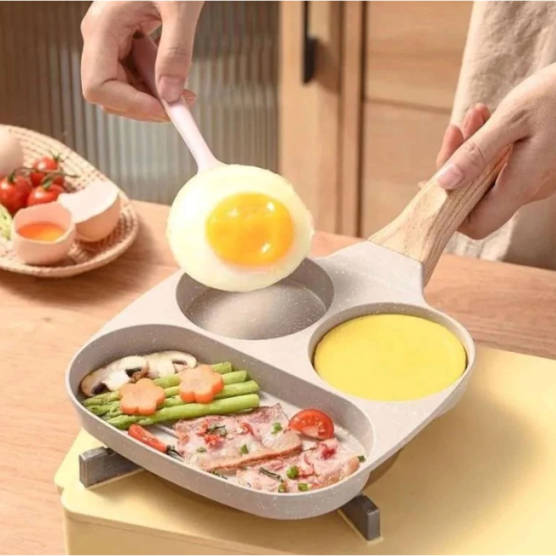 Wajan Omelette Cetakan Telur Sekat 3 Teflon Anti Lengket