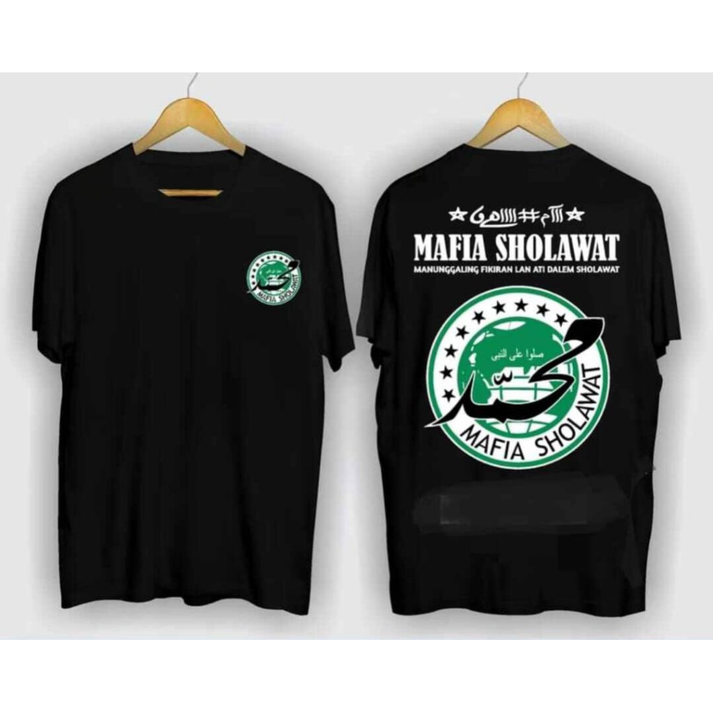 KAOS MAFIA SHOLAWAT MANUNGGALING FIKIRAN LAN ATI ING DALEM SHOLAWAT MOTIF BULAT LOGO MAFIA SHOLAWAT