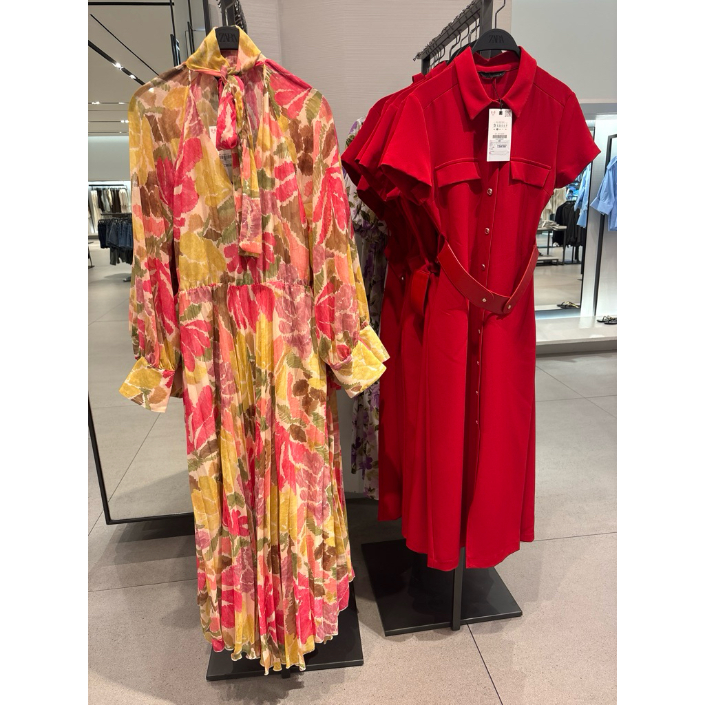 dress summer cantik new Zara dress dengan belt bunga dress bohemian  denim original store Free paper