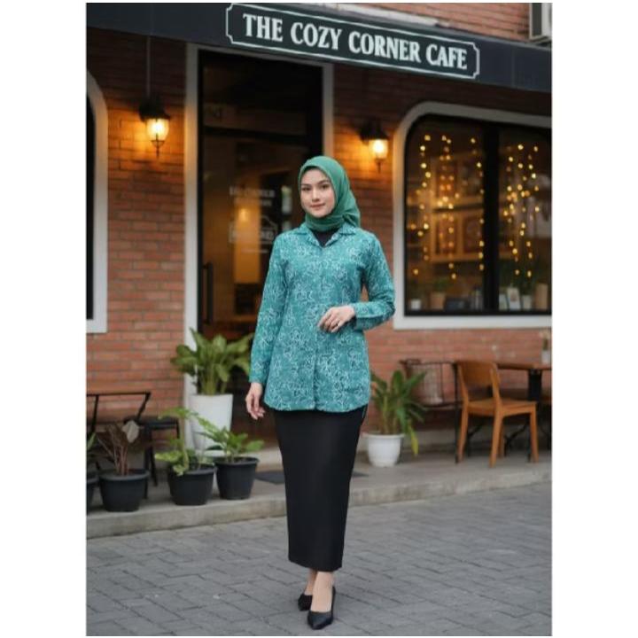 BAJU SERAGAM BATIK PKK NASIONAL TERBARU Hijau tosca lapis furing SERAGAM BATIK PKK