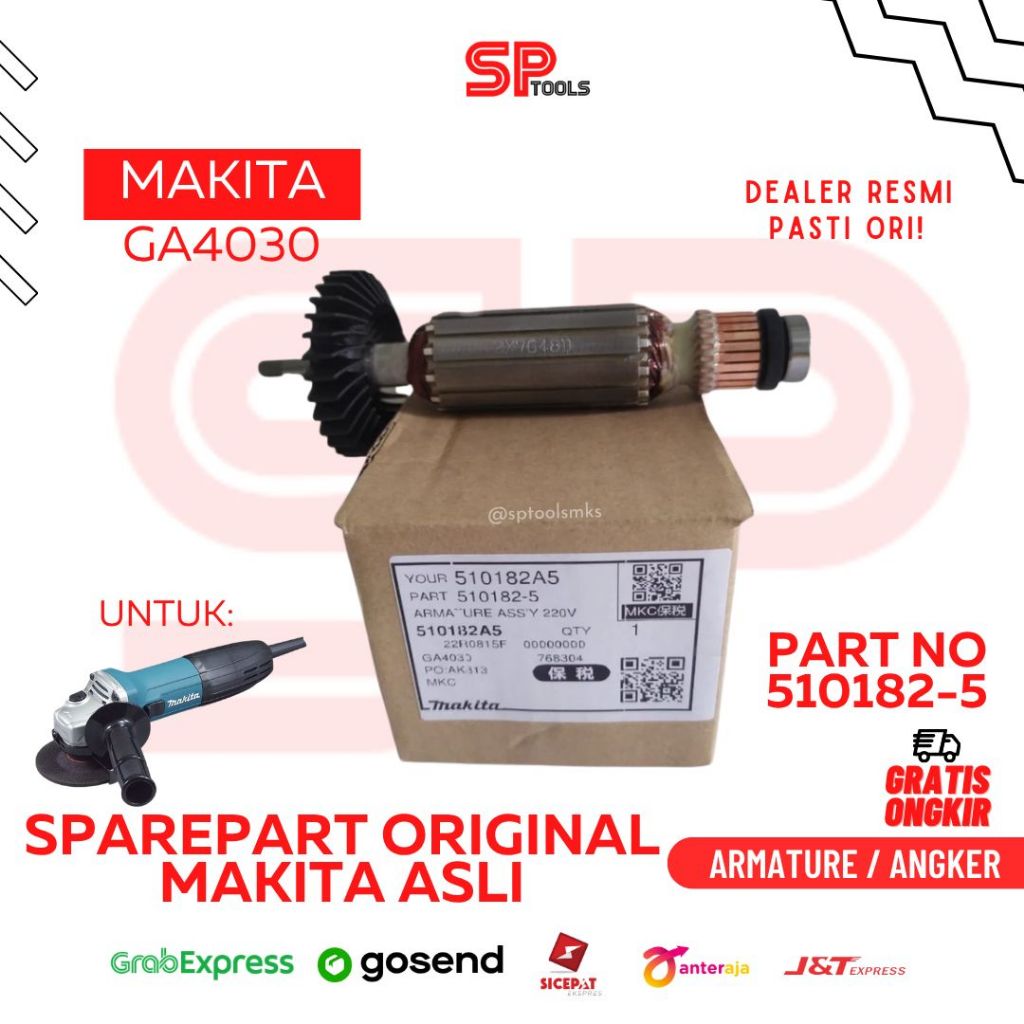 SPAREPART ARMATURE / ANGKER MESIN GERINDA GURINDA MAKITA GA4030 ASLI ORIGINAL PART MAKITA