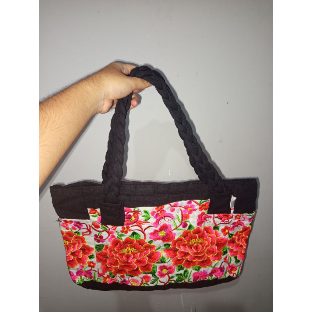 Tas Bordir Bunga Bangkok – Tote Bag Kanvas Sulam Motif bunga Thailand