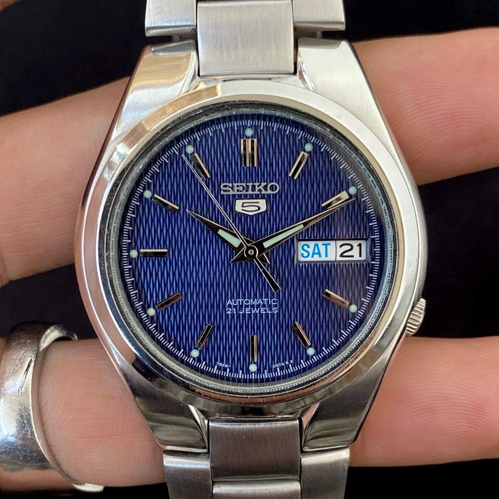 Seiko 5 SNK603 Automatic Blue Grid Texture Dial