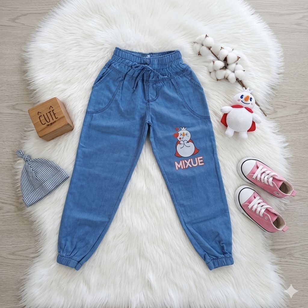 CELANA JEANS JOGER ANAK USIA 3-9 TAHUN / CELANA JOGER JEANS ANAK PEREMPUAN / JOGER JEANS ANAK / JOGE
