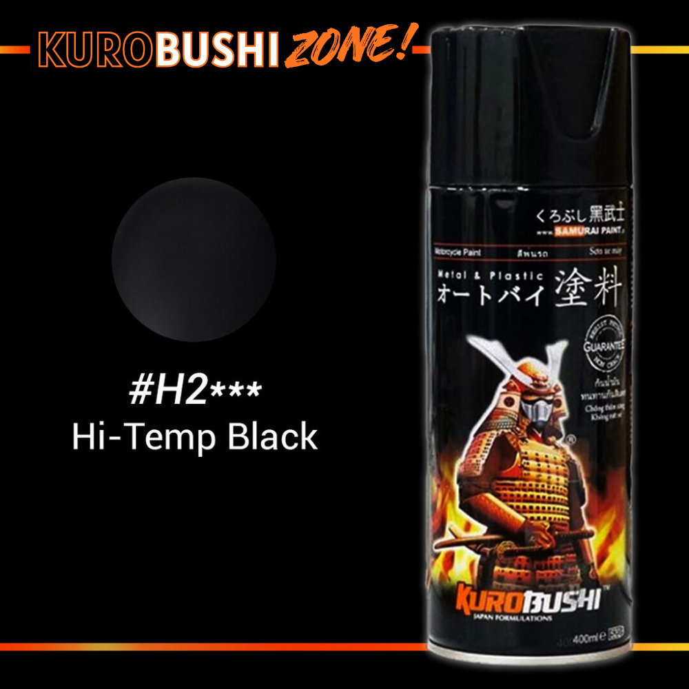 SAMURAI KUROBUSHI HI TEMP WARNA HITAM DOFF H2*** / CAT KHUSUS KNALPOT TAHAN PANAS DAN BENSIN