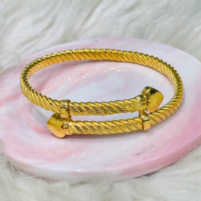 gelang lilit ulir love dewasa simple mewah elegant emas asli kadar 700