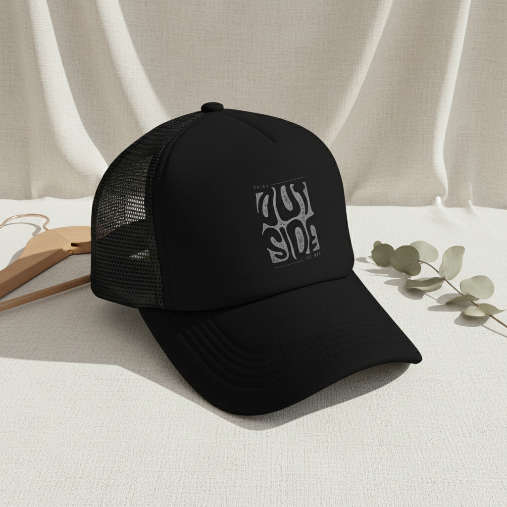 TOPI TRUCKER PRIA FUL HITAM LINGKAR KEPALA 60 CM A16