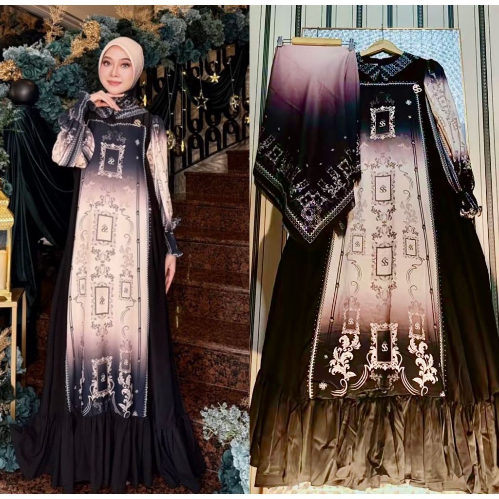 READY SHELLASAUKIA GAMIS GRADIASI  Sutra Viral POLOS PUTIH SUTRA DRESS GRADIASI LEBARAN GRADIASI Ter