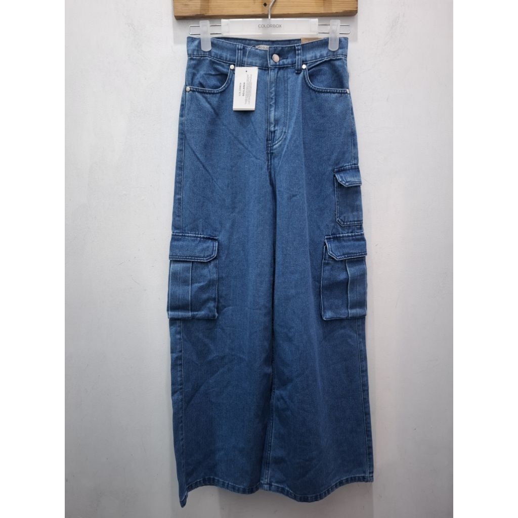 COLORBOX CELANA CARGO DENIM WANITA KULOT HIGH WAIST