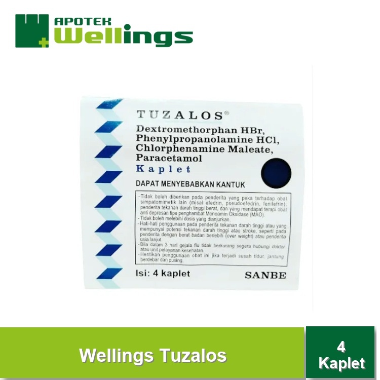 Wellings Tuzalos 4 Kaplet Obat Flu Batuk Tanpa Kantuk