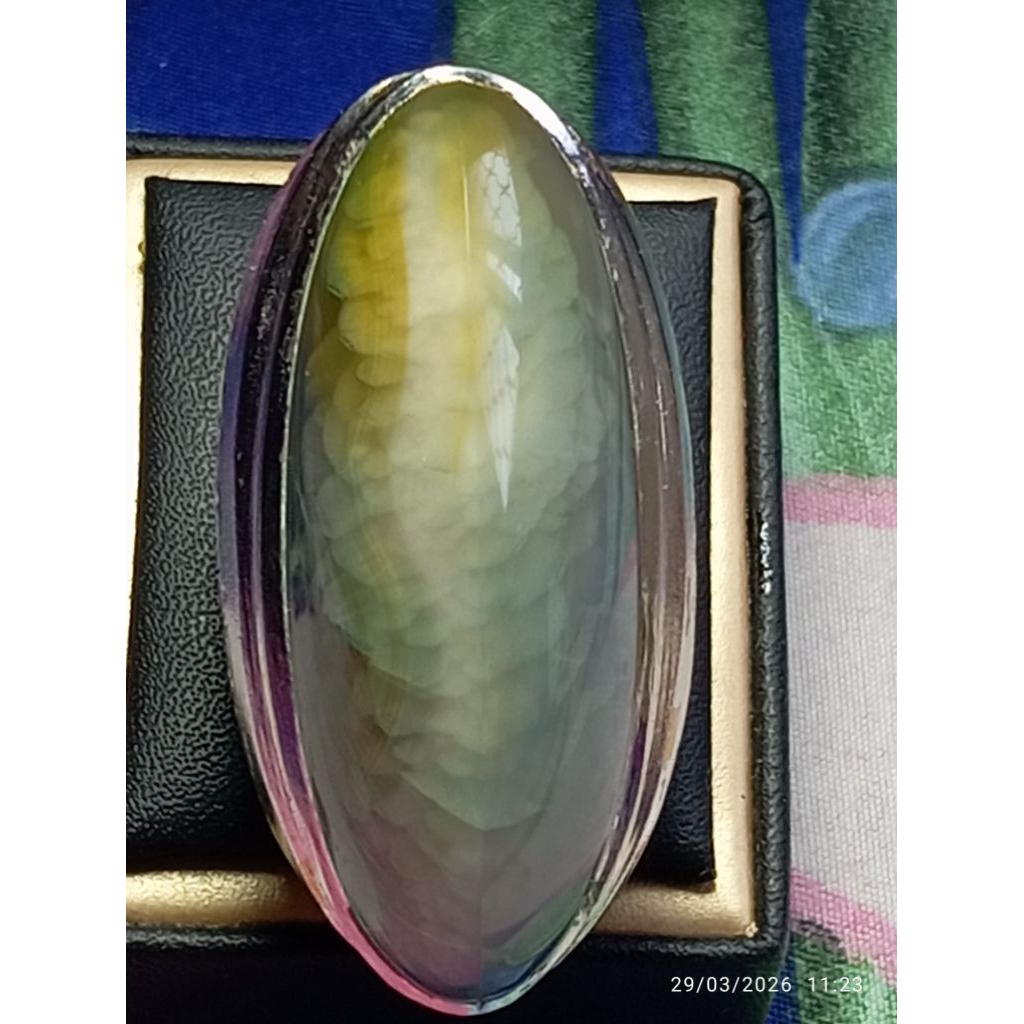 LANGKA (RARE ITEM) Cincin Mata Batu Natural Pandan Lumut Sisik Betok Jumbo Bigsize Premium (Kolektor