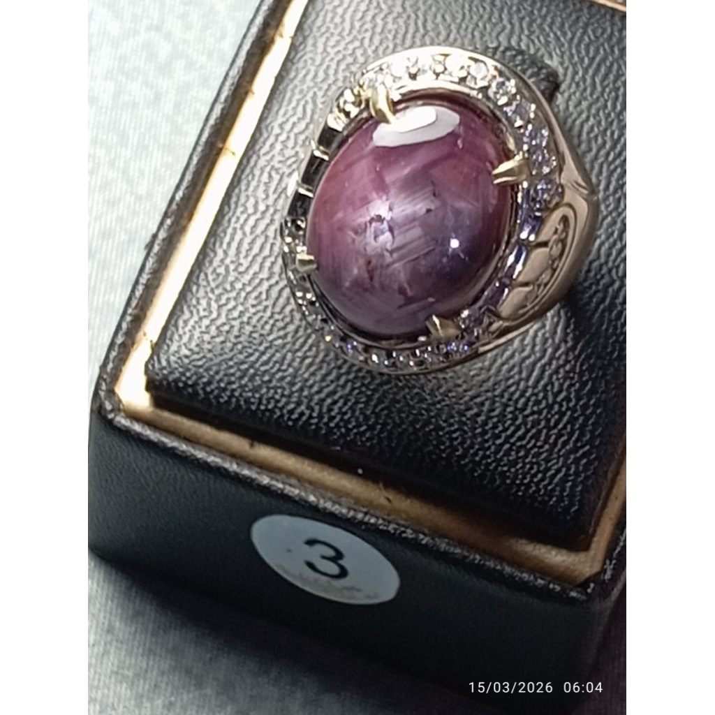 Cincin Mata Batu Natural Ruby Star Fatwa Unik Jumbo Top Colour Big Size Premium (Kolektor Item)